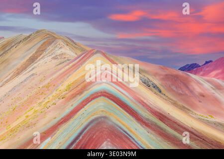 Vinicunca, région de Cuzco, Pérou. Montana de Siete Colores, arc-en-ciel ou montagne. Banque D'Images