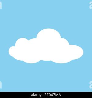 Silhouette d'un nuage plat sur un fond bleu. Illustration de Vecteur