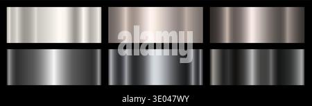 Un ensemble de dégradés métalliques argent, platine et noir. Collection de nuances d'argent. Illustration de Vecteur