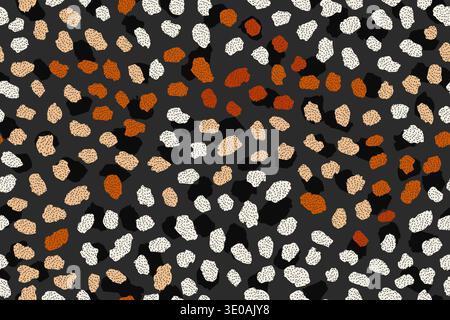 Le motif sans couture léopard peau d'animal groupes de taches arrondies. Illustration de Vecteur