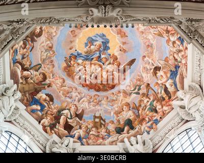 Complexe Baroque plafond fresque sur le plafond de la cathédrale de Étienne, Passau, Allemagne Banque D'Images