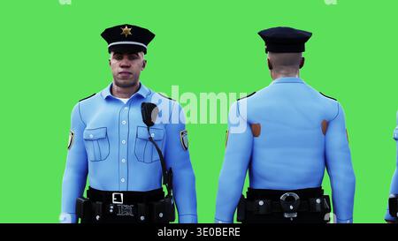 Policier inactif. Isolez l'écran vert. rendu 3d. Banque D'Images