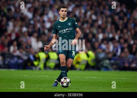 MADRID, ESPAGNE - 11 MARS : Rodri Hernandez, de Manchester City, lors de la manche 2025/26 de la 16e manche de l'UEFA Champions League entre le Real Madrid CF et le Manchester City FC à l'Estadio Santiago Bernabeu le 11 mars 2026 à Madrid, Espagne. (Photo de QSP) Banque D'Images