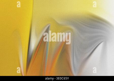 Cette image met en valeur une œuvre d'art abstrait grise et jaune avec des lignes nettes et des formes géométriques, soulignant un contraste saisissant entre cool an Banque D'Images