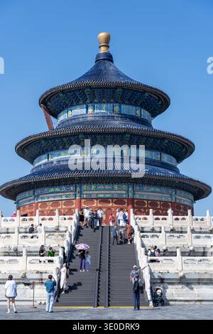 Sep 14 2025 - Pékin, Chine : une vue majestueuse du Temple du ciel, un site religieux important à Pékin, Chine, mettant en vedette le chinois traditionnel a Banque D'Images