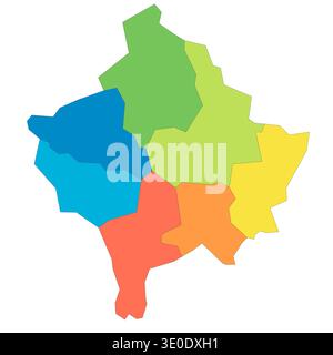 Carte politique du Kosovo des divisions administratives - districts. Carte vectorielle vierge colorée du spectre arc-en-ciel. Illustration de Vecteur
