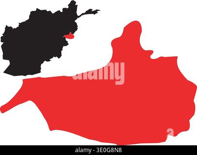 Carte vectorielle de l'Afghanistan mettant en évidence la province de Nangarhar avec des frontières propres montrant la division géographique nationale et régionale Illustration de Vecteur