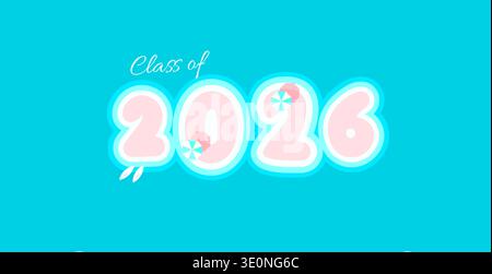 Class Off 2026 Seniour Year graduation logo. Conception de logo de carte d'invitation pour diplômés, enseigne de calendrier scolaire. Félicitations chiffres typographie Illustration de Vecteur