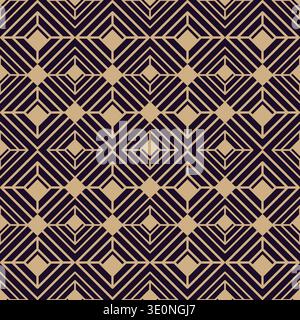 Élégant motif géométrique sans couture avec art de ligne d'or sur fond sombre, style Art Déco Premium Illustration de Vecteur