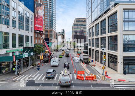 Vue sur la 11e Avenue depuis le Highline New York City Banque D'Images