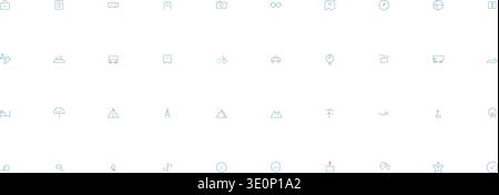 Une grille diversifiée d'icônes minimalistes bleues et rouges sur un fond blanc propre. Illustration de Vecteur