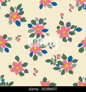 illustration florale vectorielle comme motif répétitif pour une utilisation sur les tissus, les papiers peints ou les emballages Banque D'Images