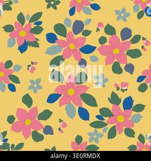 illustration florale vectorielle comme motif répétitif pour une utilisation sur les tissus, les papiers peints ou les emballages Banque D'Images