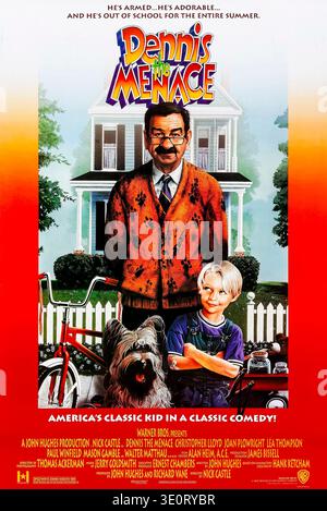 Dennis the menace (1993) réalisé par Nick Castle et mettant en vedette Walter Matthau, Mason Gamble et Joan Plowright. Un espiègle enfant de cinq ans terrorise son voisin retraité tout en découvrant un dangereux complot dans la cour. Photographie d'une affiche américaine originale de 1993 À USAGE ÉDITORIAL EXCLUSIF. Crédit : BFA / Warner Bros Banque D'Images