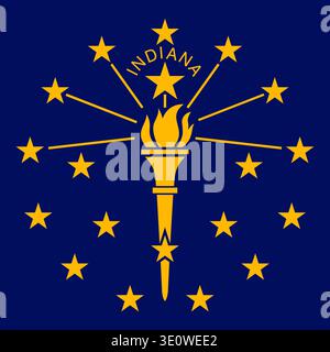 Drapeau carré de l'État de l'Indiana. Partie des États-Unis d'Amérique. Design épuré pour une utilisation imprimée, Web ou éducative. Illustration vectorielle. Illustration de Vecteur