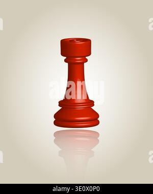 Illustration 3D de pièce d'échecs rouge avec réflexion Illustration de Vecteur