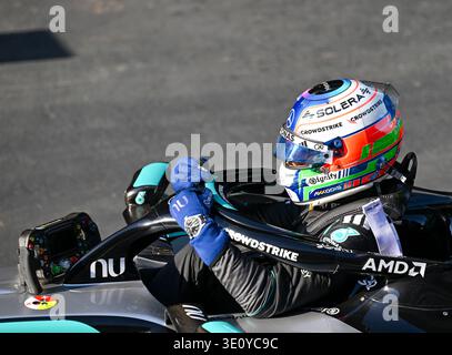 Shanghai, Chine. 14 mars 2026. Kimi Antonelli de Mercedes réagit après la qualification du Grand Prix de Chine de formule 1 sur le circuit international de Shanghai à Shanghai, en Chine, le 14 mars 2026. Crédit : Chen Haoming/Xinhua/Alamy Live News Banque D'Images