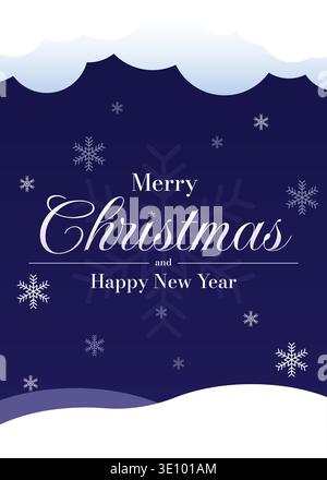 Joyeux Noël carte de voeux festive bleue avec illustration vectorielle d'hiver de flocons de neige Illustration de Vecteur