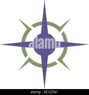 Un logo de boussole minimaliste représentant la direction, la navigation et l'exploration. Doté de lignes géométriques épurées dans un bleu et gris professionnel Illustration de Vecteur