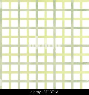 Motif sans couture d'aquarelle avec grille à carreaux vert clair sur fond blanc. Motif géométrique Vichy de style rustique. Banque D'Images