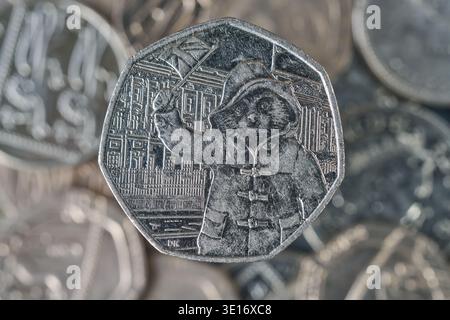 Un gros plan de la pièce paddington 50p. Banque D'Images