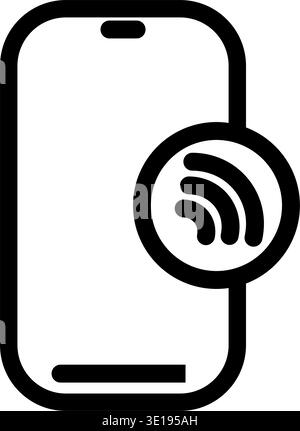 Cette icône élégante représente un smartphone avec un signal sans fil, idéal pour les applications de paiement mobile, les sites Web bancaires et la technologie financière. Il représente Illustration de Vecteur