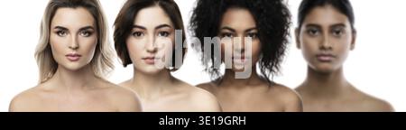 Beauté multi-ethnique et soin de la peau. Groupe de belles femmes avec une ethnie différente Banque D'Images