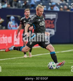 NEW YORK, NY, États-Unis - 1er NOVEMBRE 2025 : match des éliminatoires de la Coupe Audi MLS entre le New York City FC et le Charlotte FC au Yankee Stadium. *USAGE ÉDITORIAL SEULEMENT* Banque D'Images