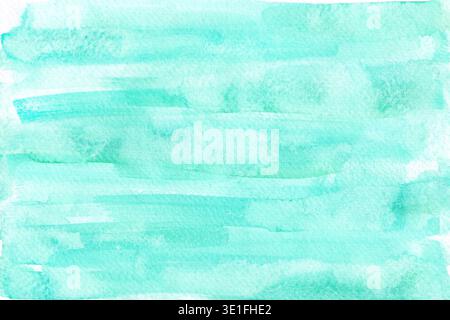 Texture aquarelle vert menthe avec des coups de pinceau horizontaux, des dégradés doux, des variations de couleurs subtiles. Différentes nuances de turquoise. Idéal pour l'emballage, les cartes, la marque, les textiles et la conception numérique. Banque D'Images