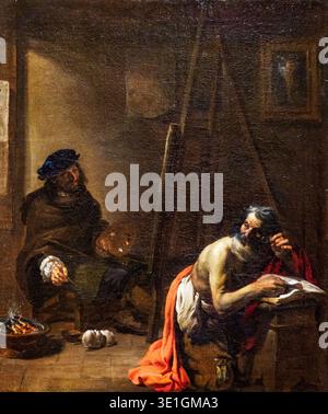 Autoportrait en studio 1647-1649 par Michelangelo Cerquozzi (1602-1660) huile sur toile Banque D'Images
