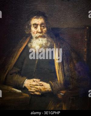 A Rabbi 1665 de Rembrandt Harmenszoon van Rijn, mieux connu sous le nom de Rembrandt (1606 – 1669) huile sur toile Banque D'Images