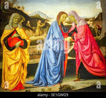 La Visitation 1470-1475 de Domenico Bigordi, connue sous le nom de Ghirlandaio (1449 – 1494) Tempera sur panneau de bois Banque D'Images