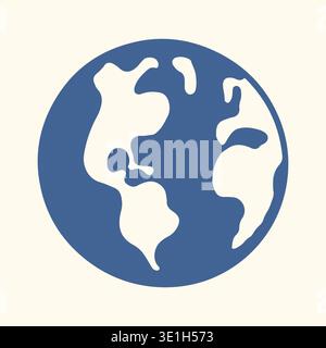 Icône globe avec continent simplifié dans un style plat. Illustration simple de carte du monde pour les voyages, la communication mondiale, la géographie et le design international Illustration de Vecteur