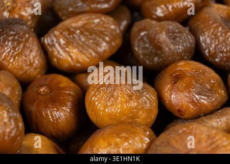 Texture brun doré des fruits secs, photo de figue macro Banque D'Images