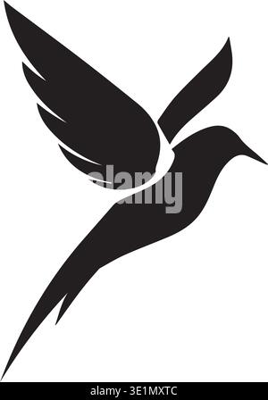 Illustration vectorielle de mi-vol de la silhouette d'oiseau volant Illustration de Vecteur