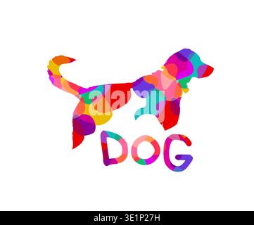 Logo abstrait de chien de couleur objet. Conception simple. Logo contemporain icône dessiné à la main. Pas ai, illustration vectorielle. Illustration de Vecteur