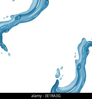 Design abstrait avec des éclaboussures d'eau bleues, capturant le mouvement et la fluidité avec une esthétique épurée et minimaliste Banque D'Images
