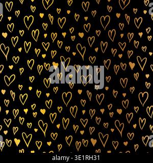 Boho Gold Black Grunge Seamless Pattern. Décoration de luxe dessinée à la main Illustration de Vecteur