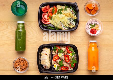 Concept de livraison d'aliments sains et prêts Banque D'Images