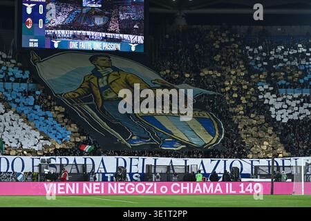 Les supporters du SS Lazio lors du match de Serie A Enilive entre le SS Lazio et l'AC Milan au stade olympique le 15 mars 2026 à Rome, en Italie. Photo par ni Banque D'Images