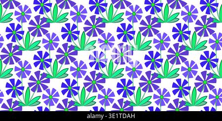 Modèle sans couture de style folklorique de fleurs sauvages bleues Illustration de Vecteur