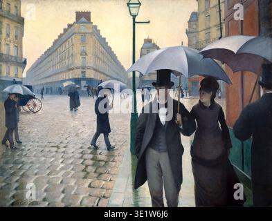 Rue de Paris, temps de pluie Gustave Caillebotte Banque D'Images