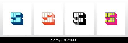 Box Square Outline Drop Shadow 3D initial Letter logo Design S Illustration de Vecteur