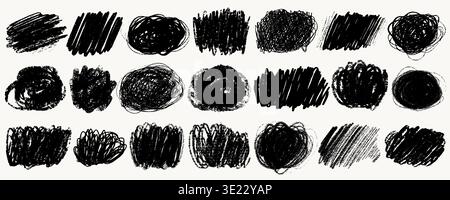La zone de texte de la zone de texte de gribouillage au crayon est surlignée en noir sur fond blanc avec des traits de soulignement grossiers. Marques de gribouillage au crayon dans la texture dessinée au crayon Illustration de Vecteur