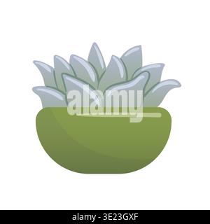 Illustration vectorielle stylisée d'Echeveria succulent avec des feuilles symétriques en forme de rosette dans des tons doux vert pastel et rose, plat élégant Illustration de Vecteur