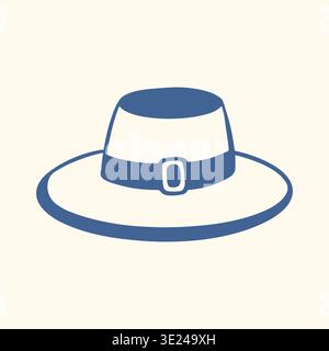 Illustration plate d'un chapeau classique à large bord avec bande de boucle. Icône accessoire simple pour logo de mode, marque de vêtements et style vintage Illustration de Vecteur