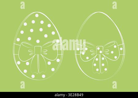 Oeuf de Pâques dessiné à la main ruban noué noeud et pois ensemble d'éléments de conception minimalistes plats. Illustration vectorielle isolée de Pâques thème de fête de carte bannière d'invitation, dépliants, étiquette, poste Illustration de Vecteur