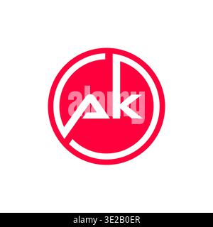 Design d'icône AK lettre initiale propre et moderne avec typographie géométrique audacieuse, style minimaliste et sensation de marque professionnelle, parfait pour le logo Illustration de Vecteur