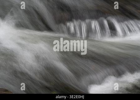Un courant d'eau coule à travers une zone rocheuse. La scène est paisible et sereine. Banque D'Images