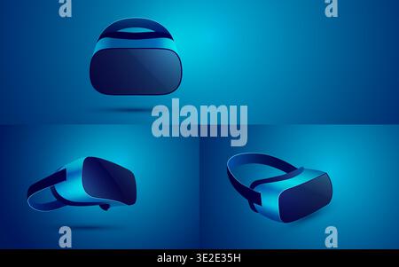 micro-casque vr réaliste pour la décoration, concept de technologie de réalité virtuelle Illustration de Vecteur